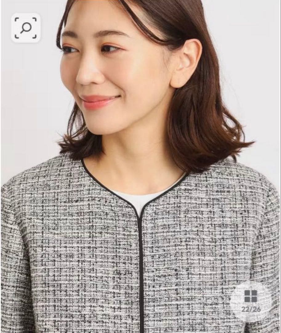 【未使用、タグ付　grove端正パイピングツィードジャケット】LLサイズ