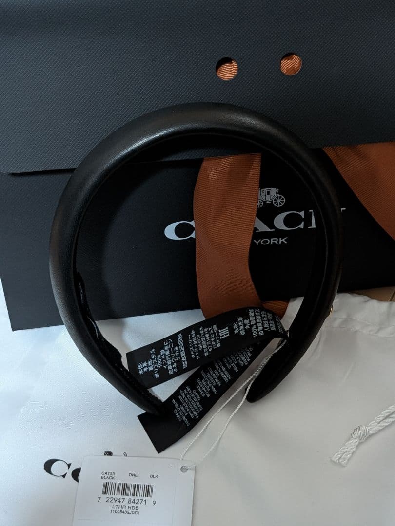 COACH ブラックレザー ヘアバンド