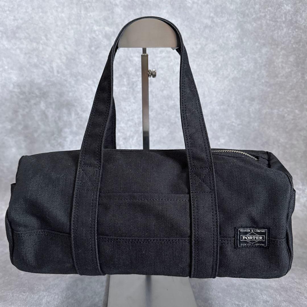 極美品 ポーター　吉田カバン　スモーキー　ミニボストン　ドラムバッグ　黒　デニム