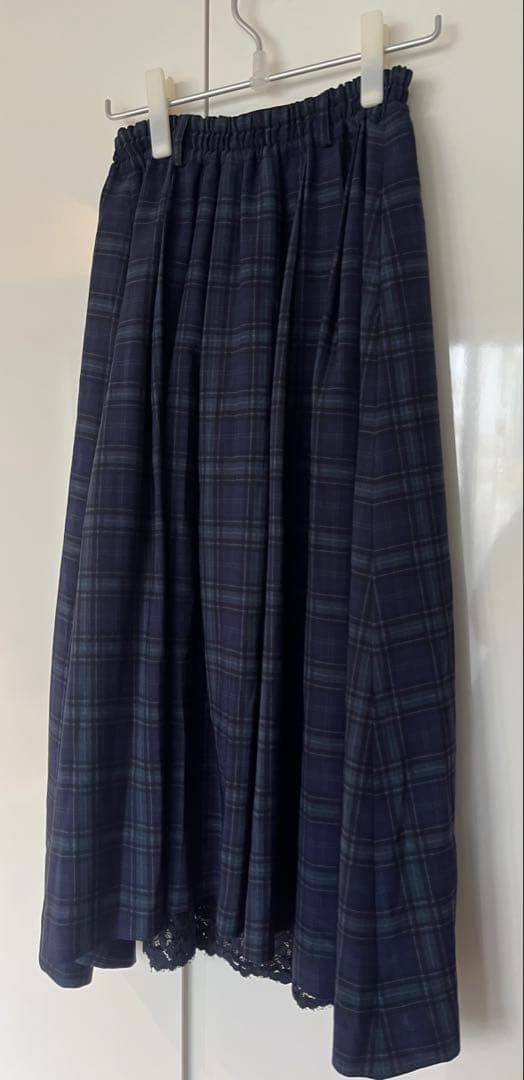 Ruimeme ネイビーチェック スカート Armelle tuck skirt