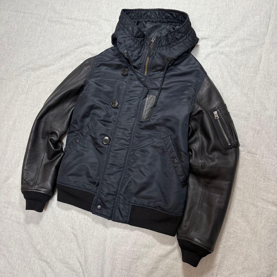 【良品】アルファインダストリーズ ナノユニバース別注 MA-1 レザー切替 M