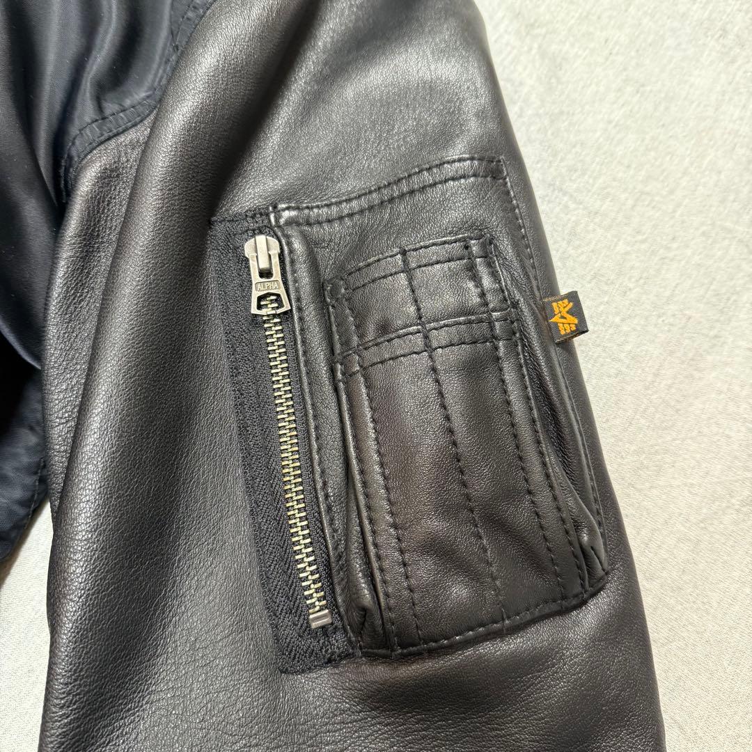 【良品】アルファインダストリーズ ナノユニバース別注 MA-1 レザー切替 M
