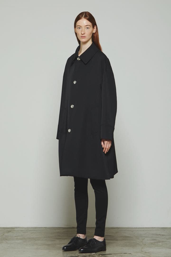 THE RERACS ミドル バルカラーコート 黒 38 ザ・リラクス