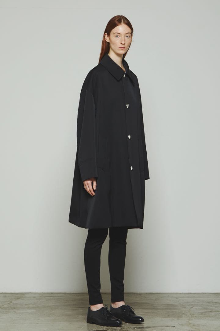 THE RERACS ミドル バルカラーコート 黒 38 ザ・リラクス