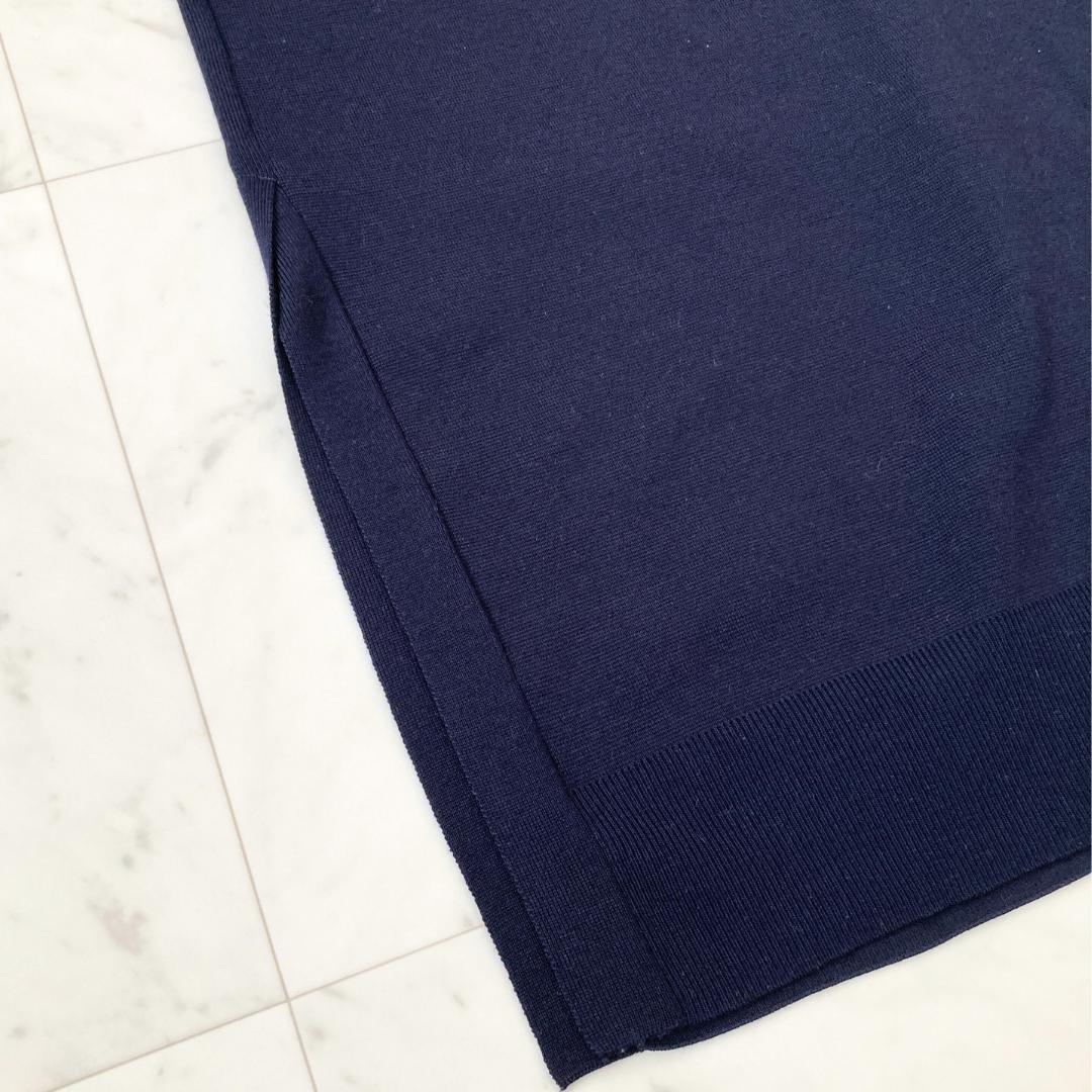 美品　エブール　ebure　ウールロングカーディガン　ネイビー
