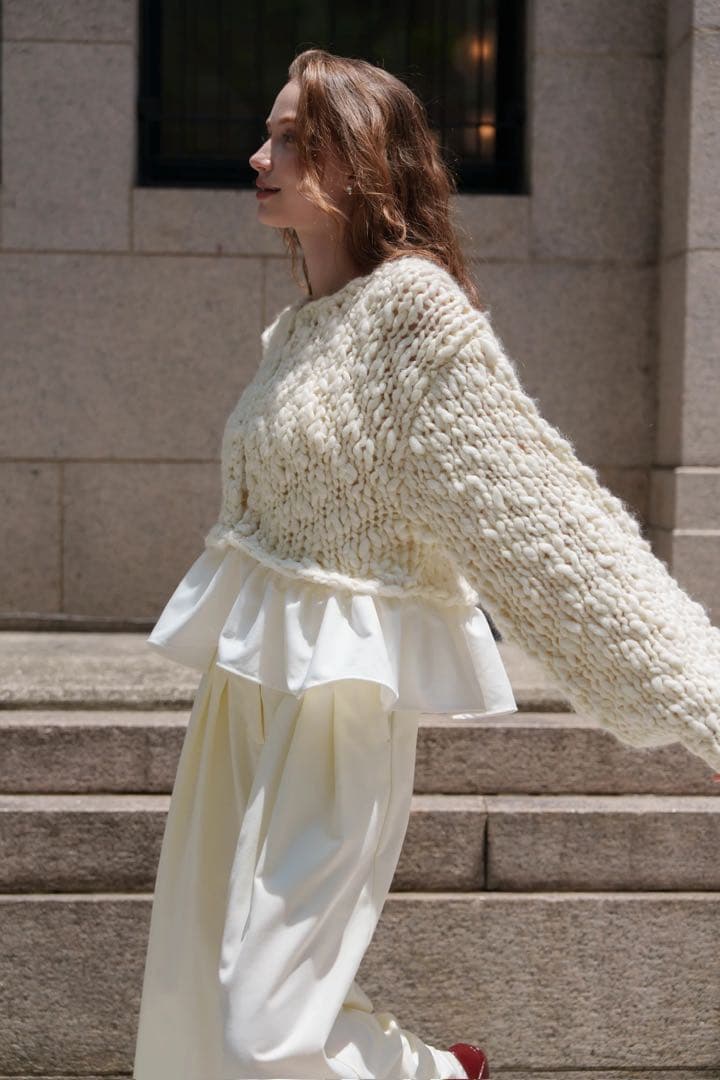 Acka. frill hand knit cardigan新品未使用タグ付き