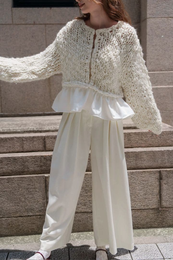 Acka. frill hand knit cardigan新品未使用タグ付き