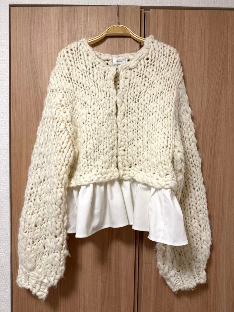 Acka. frill hand knit cardigan新品未使用タグ付き