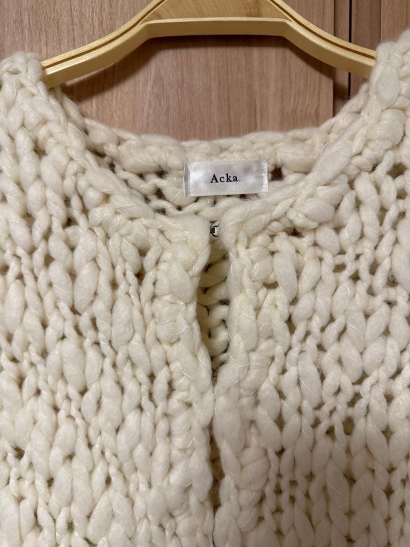 Acka. frill hand knit cardigan新品未使用タグ付き