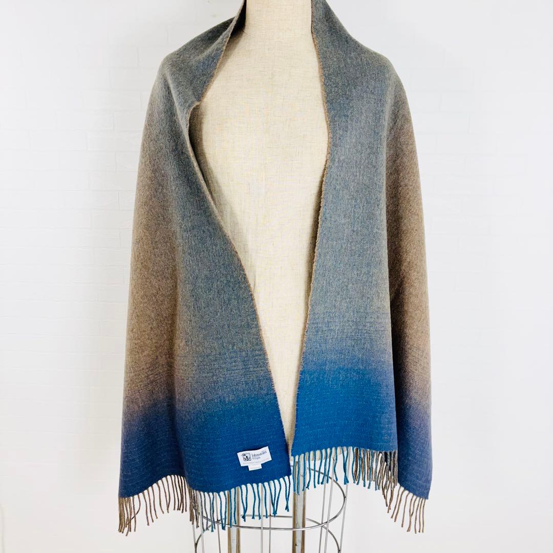 1834【極美品】ジョンストンズ 中判ストール カシミヤ100% グラデーション