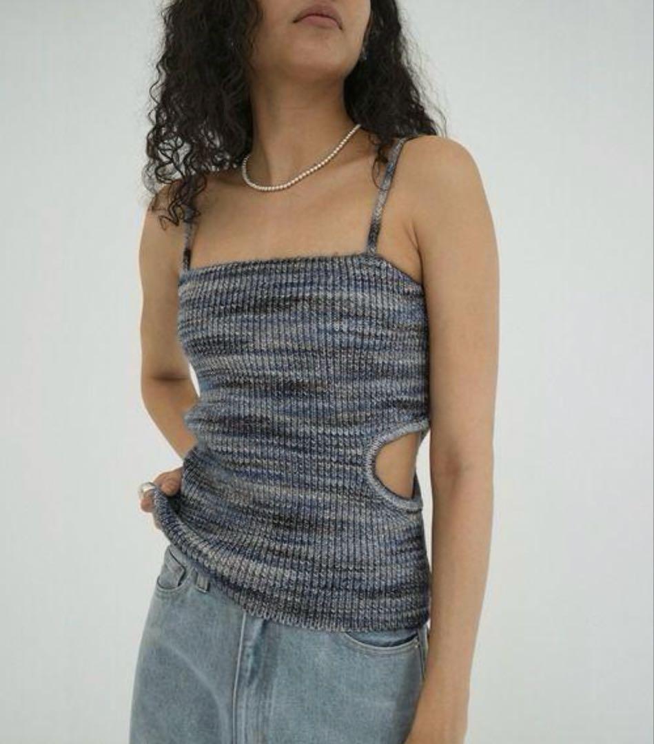 【新品】CLANE MIX BORDER SIDE HOLE KNIT TOPS