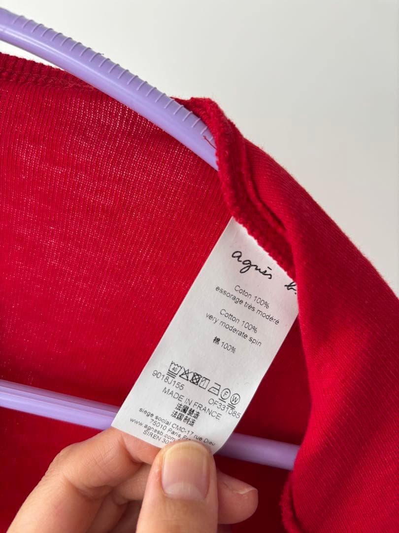 新品タグ付きagnès b. ボタンレッドカーディガン サイズ2 アニエスベー