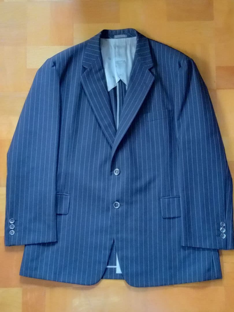 オーダーメイド スーツ スリーピース ダークブラウン ストライプ柄 L XL