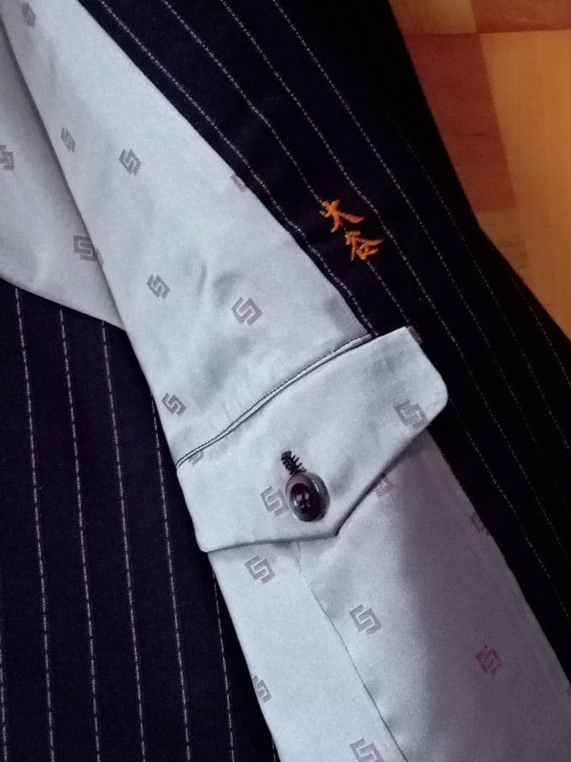 オーダーメイド スーツ スリーピース ダークブラウン ストライプ柄 L XL
