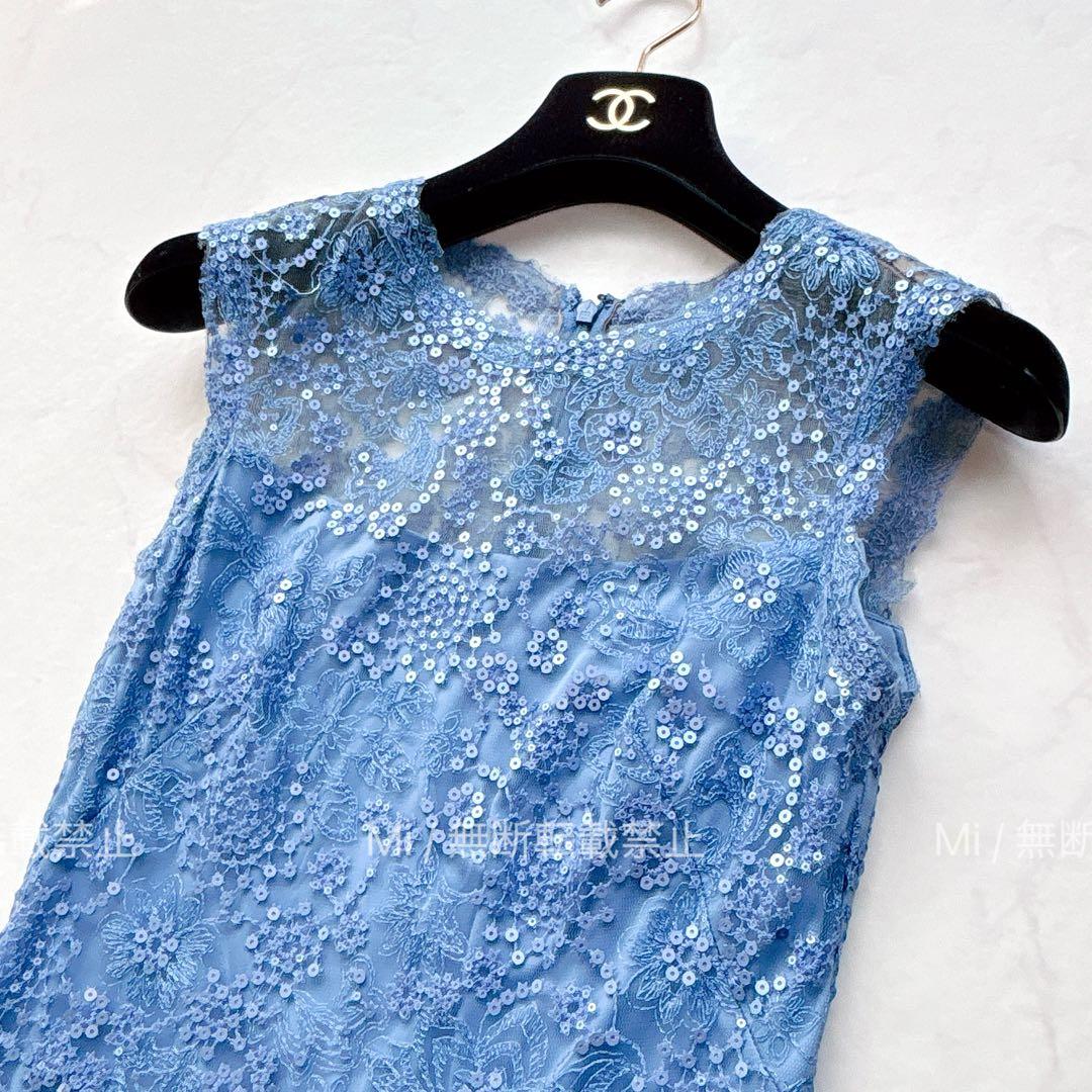【TADASHI SHOJI】スパンコール 刺繍 ノースリーブドレス ワンピース