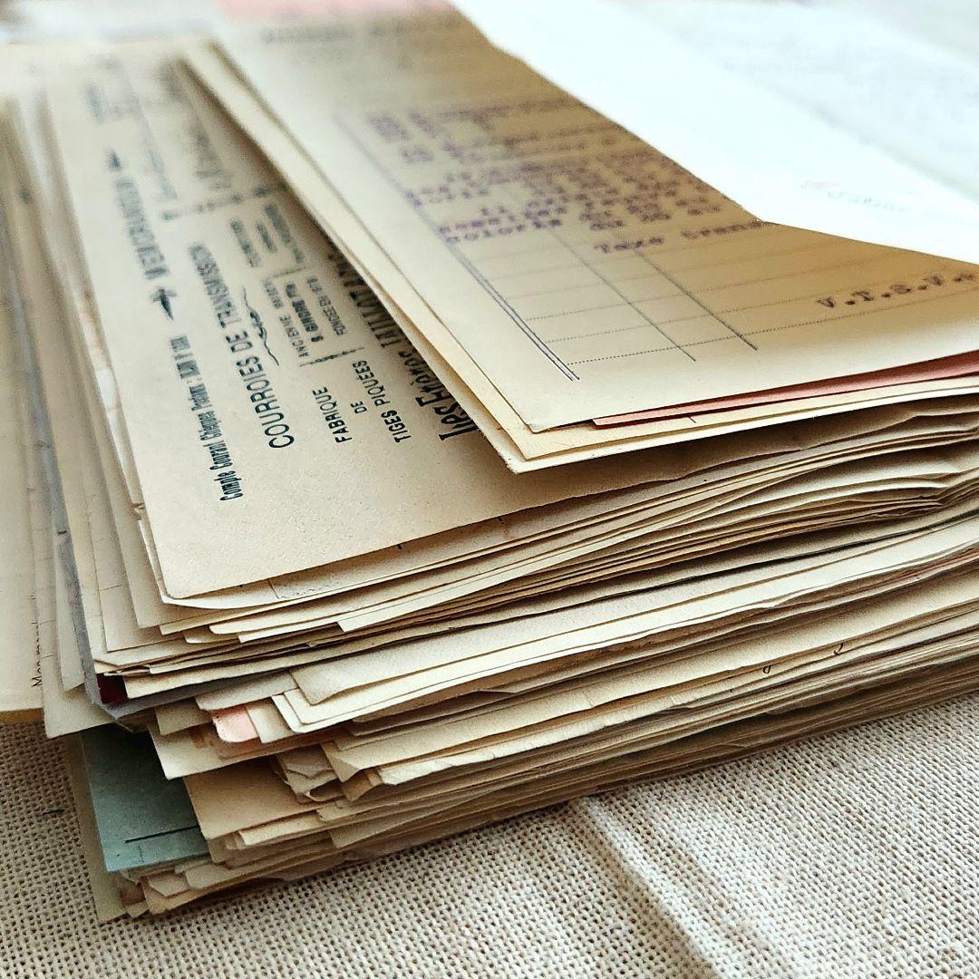 ヴィンテージ紙もの＊蚤の市＊1900年初頭～フランスの領収書など書類100枚②