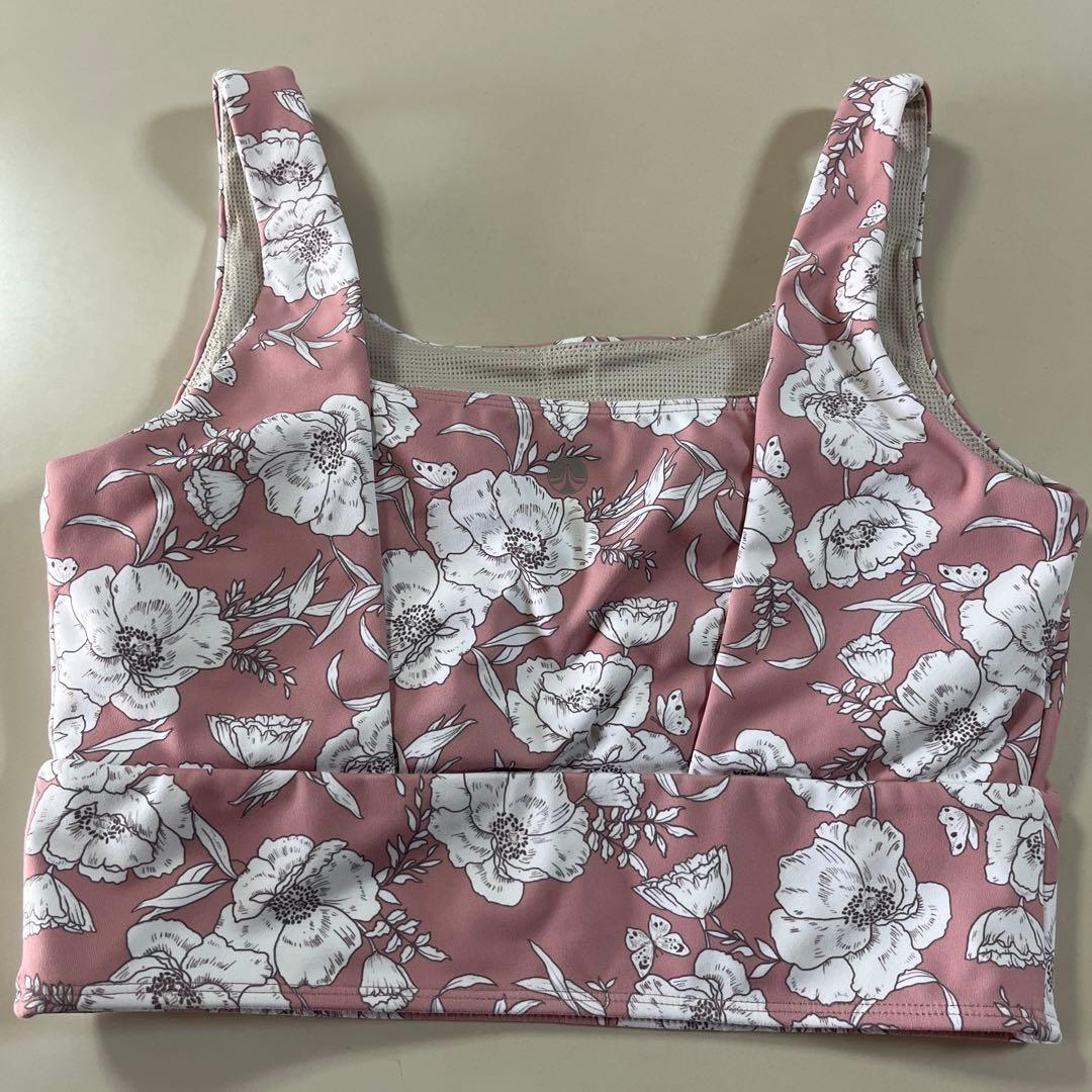 スカーラ　花柄ブラトップ＆レギンス　ピンクM