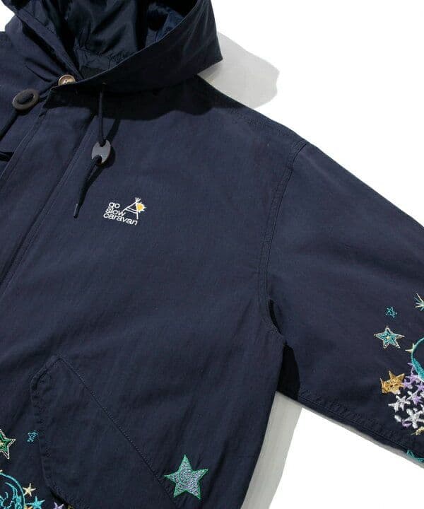 ★専用★goslowcaravan ナイロンパネル刺繍モッズコート ネイビー M