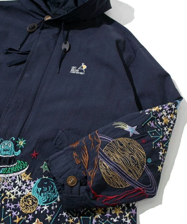 ★専用★goslowcaravan ナイロンパネル刺繍モッズコート ネイビー M