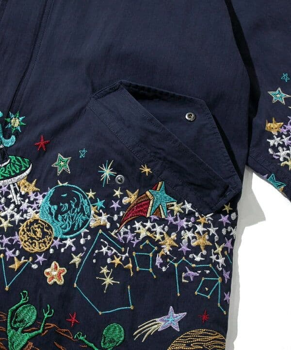 ★専用★goslowcaravan ナイロンパネル刺繍モッズコート ネイビー M