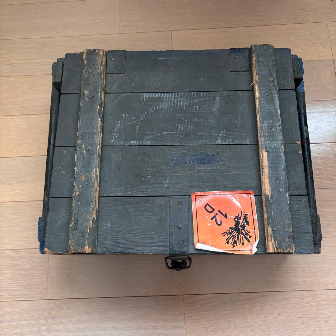 ミリタリー　アンモボックス 弾薬箱 木箱　オリーブ　AMMBO BOX