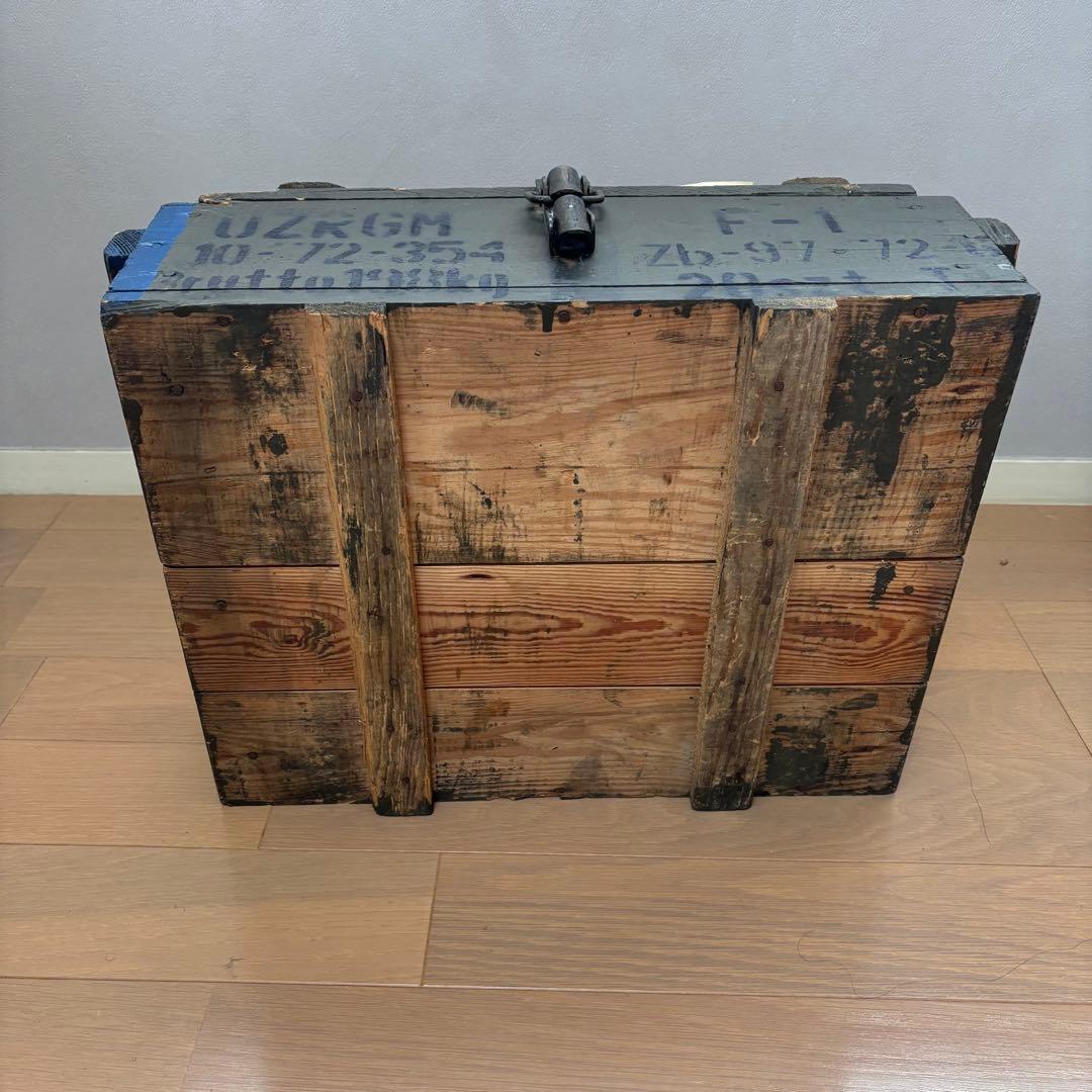 ミリタリー　アンモボックス 弾薬箱 木箱　オリーブ　AMMBO BOX