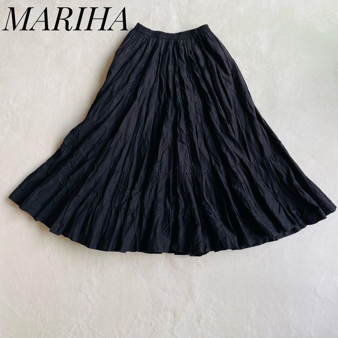 MARIHA 黒 草原の虹　ロングスカート　フレアスカート　ウエストゴム