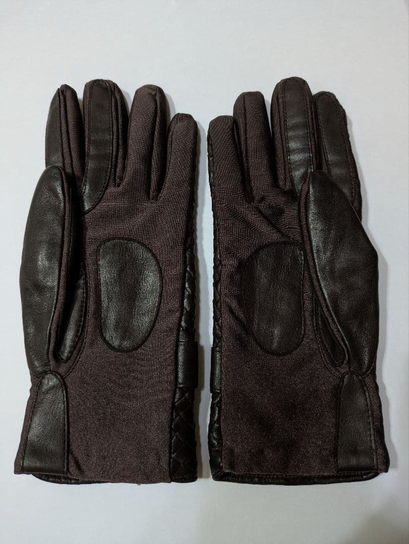 Gloves Fratelli FORINO 編み込みレザー手袋 ダークブラウン