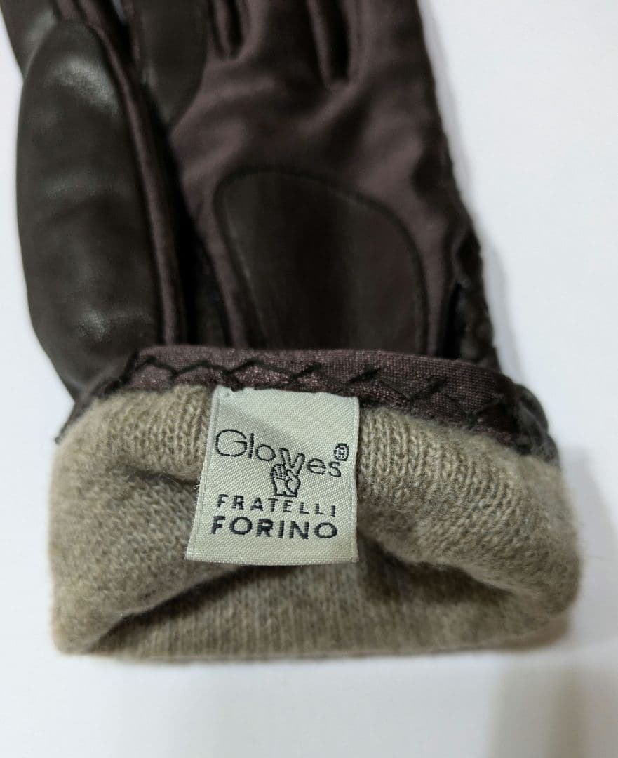 Gloves Fratelli FORINO 編み込みレザー手袋 ダークブラウン