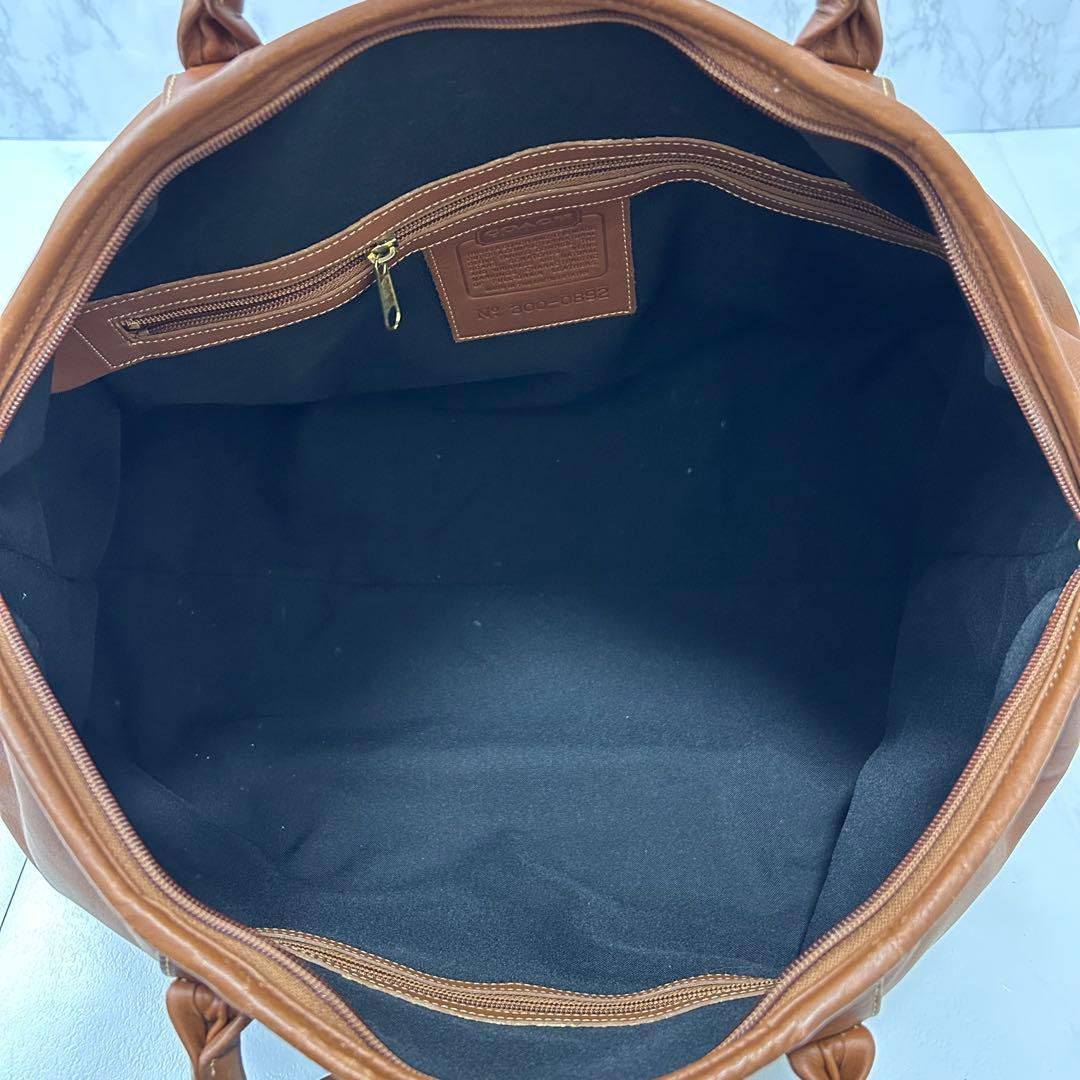 COACH 大容量 レザー ボストンバッグ ブラウン