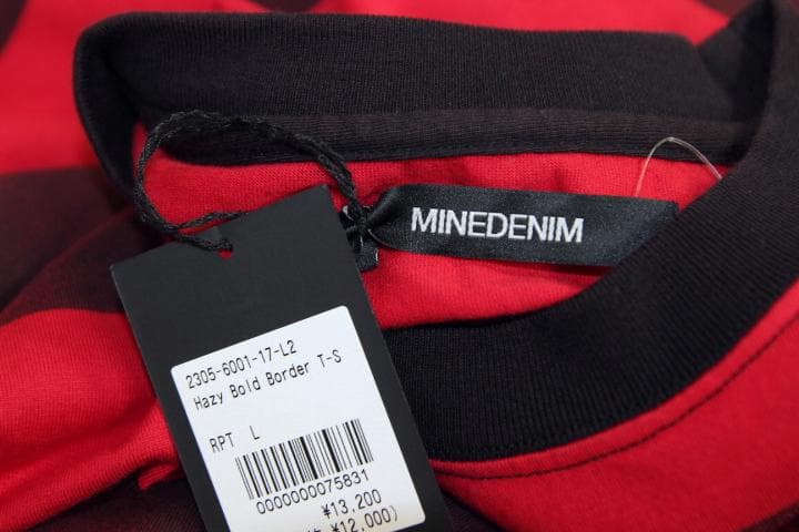 MINEDENIM マインデニム Hazy Bold Border Tシャツ L