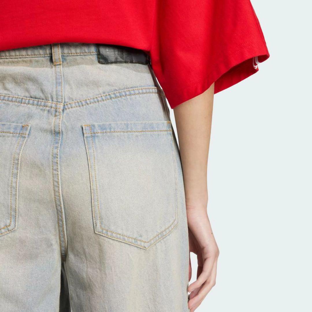 新品 adidas デニムジップパンツ 27 ウォッシュドジーンズ アディダス