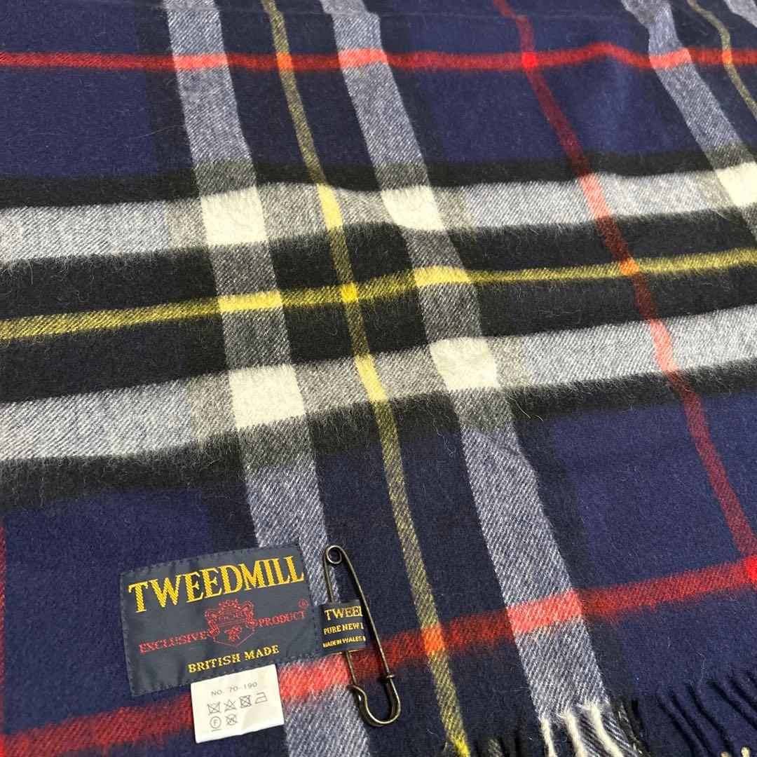 TWEEDMILL ウール100% ネイビーチェックストール イギリス製