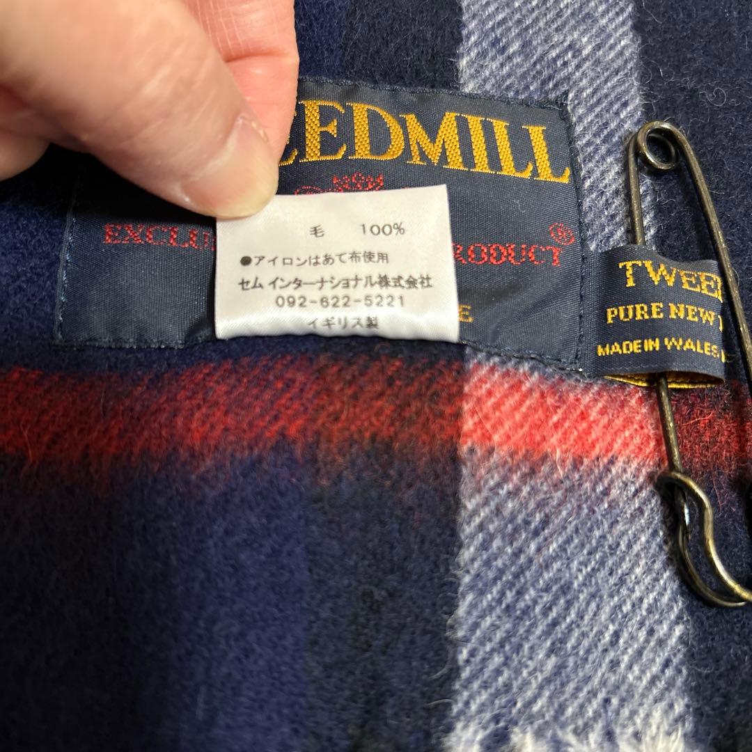 TWEEDMILL ウール100% ネイビーチェックストール イギリス製