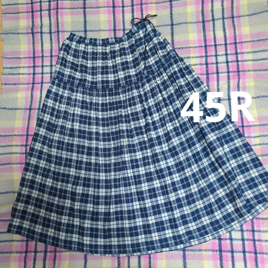 ✨️45R✨️ふわふわ二重織のティアードスカート（インディゴ)
