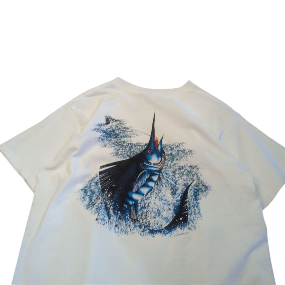90s DELTA　FISH　ART　T-SHIRT　カジキ