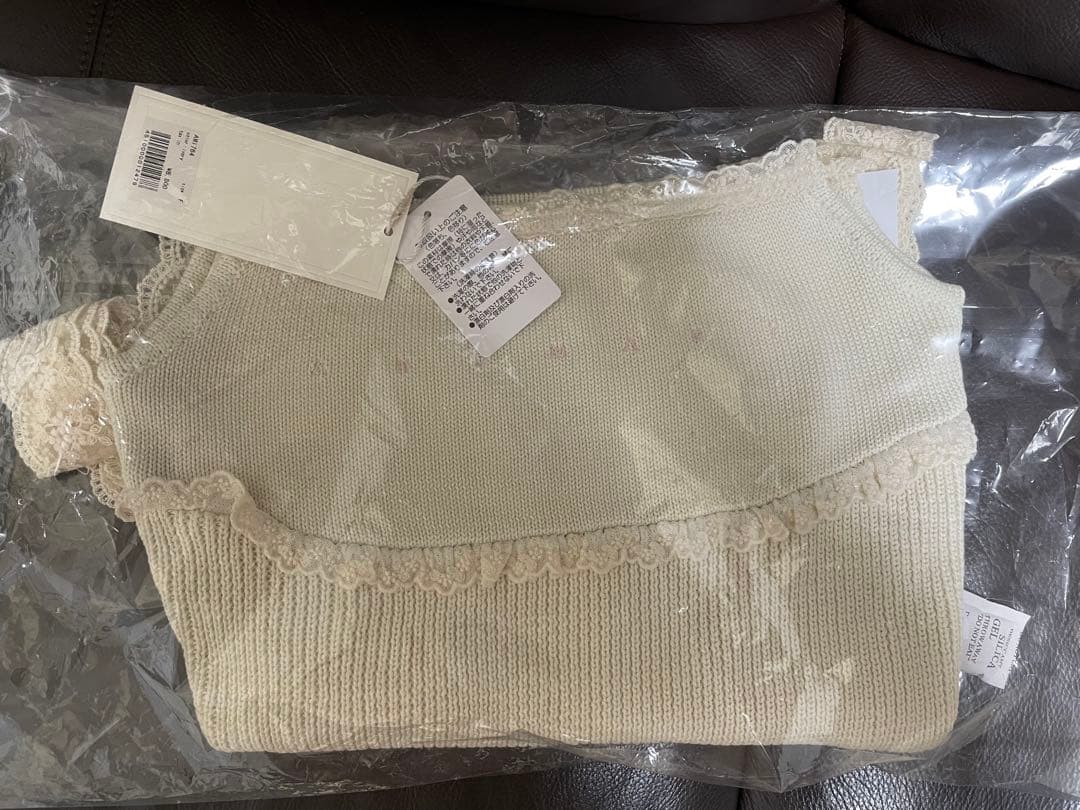 トップス andmary Lil lace knit tops ivory