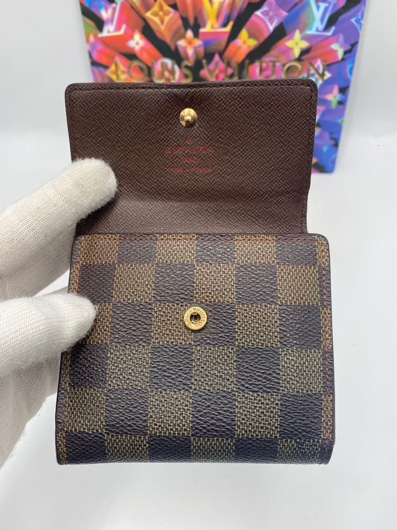 美品★ルイヴィトン ダミエ エベヌ ポルトフォイユ エリーズ 三つ折り財布
