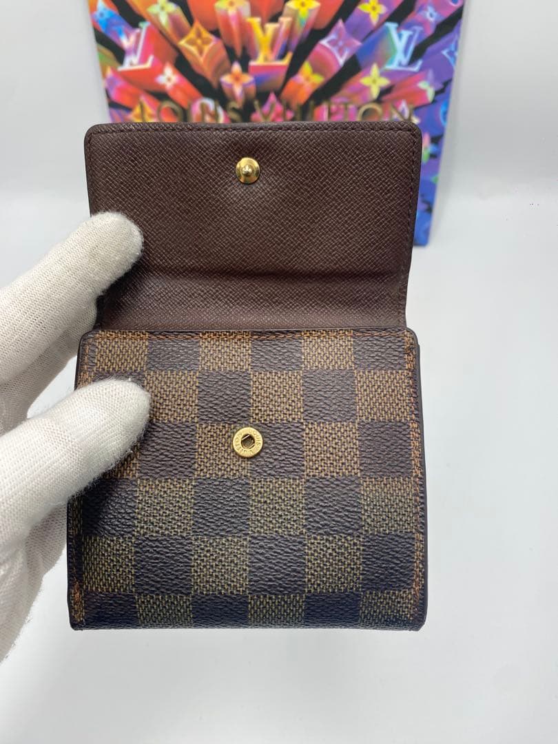 美品★ルイヴィトン ダミエ エベヌ ポルトフォイユ エリーズ 三つ折り財布