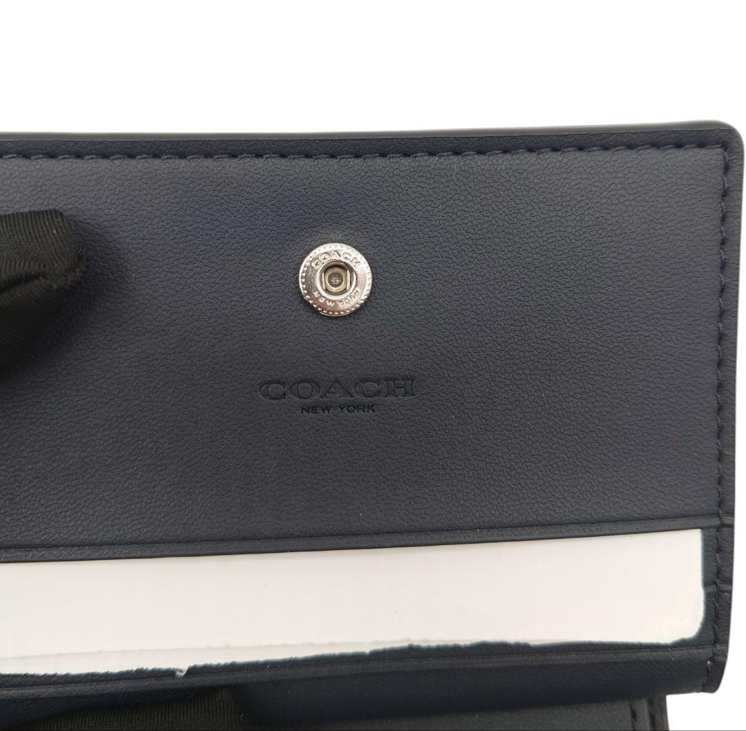 【極美品】COACH 二つ折り財布 　シルバー　水色　コンパクト　ウォレット