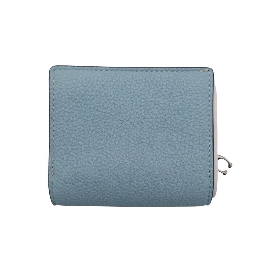 【極美品】COACH 二つ折り財布 　シルバー　水色　コンパクト　ウォレット