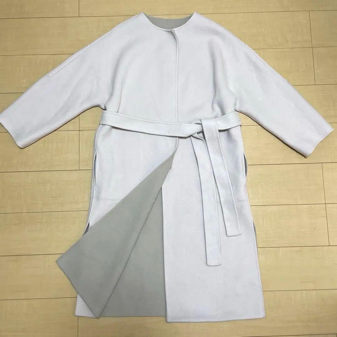 FRAY I.D ウールカシミヤ バイカラーリバーコート ベージュ×ピンク 0