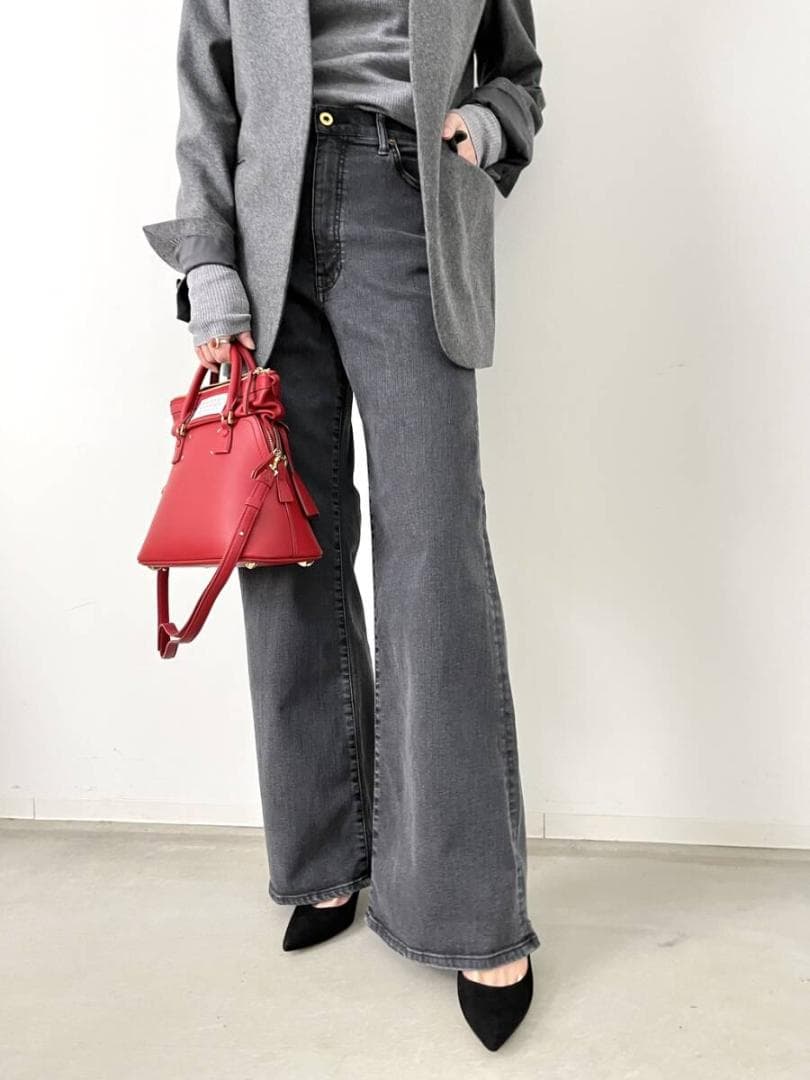 アパルトモン購入 グッドグリーフ 22AW ダメージヘムワイドレッグデニムパンツ