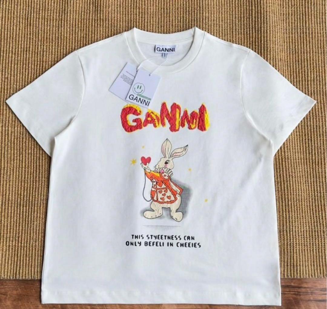 GANNI ウサギイラスト Tシャツ