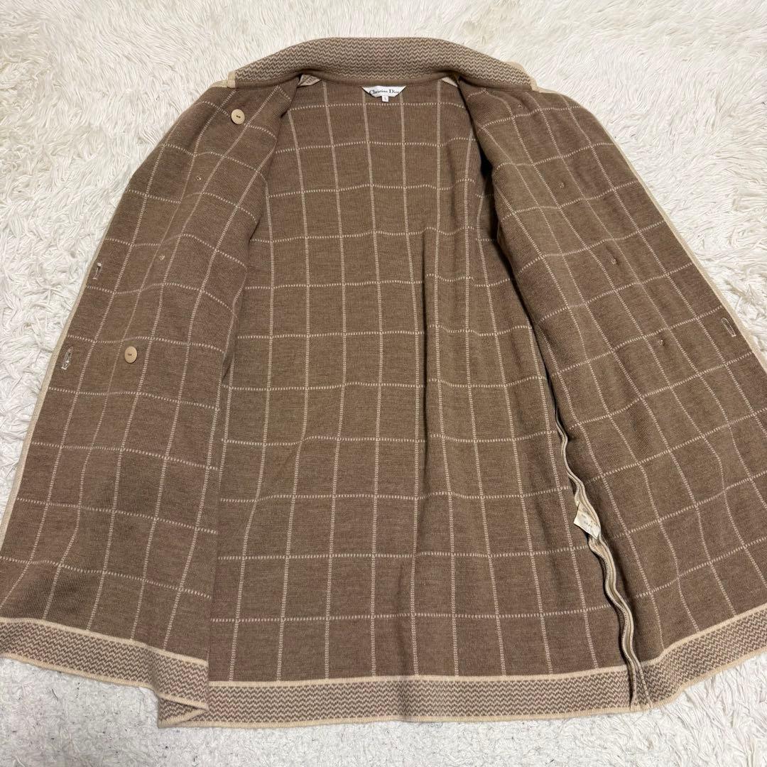 極美品Lサイズ　クリスチャンディオール　ロングコート　ウール　ダブル　チェック
