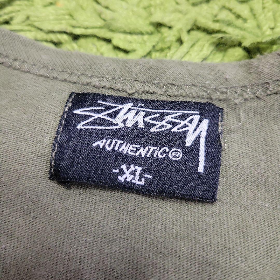 STUSSY タンクトップ カーキ 染み込みプリント USA製 ビンテージ