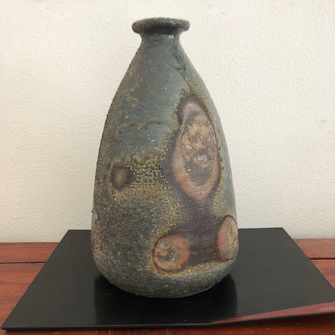 備前焼　猪俣政昭　西蔵坊窯　窯変　胡麻　骨董　花入　箱　花瓶　レトロ