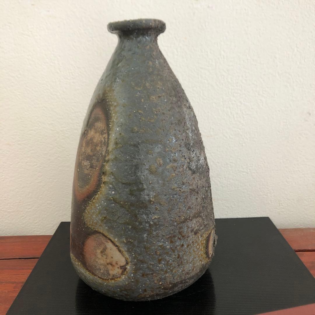 備前焼　猪俣政昭　西蔵坊窯　窯変　胡麻　骨董　花入　箱　花瓶　レトロ