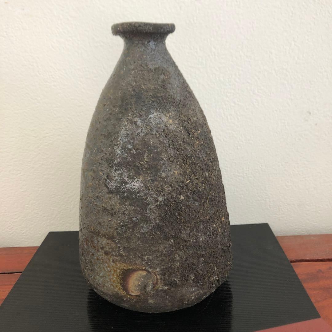 備前焼　猪俣政昭　西蔵坊窯　窯変　胡麻　骨董　花入　箱　花瓶　レトロ