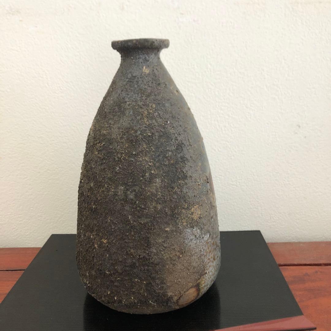 備前焼　猪俣政昭　西蔵坊窯　窯変　胡麻　骨董　花入　箱　花瓶　レトロ